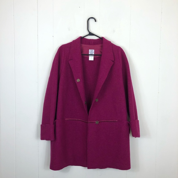Vintage Kim Bernardin Paris Fuchsia Wool Coat Sz S - Picture 2 of 11